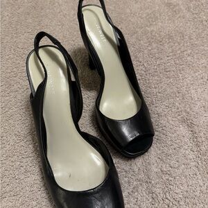 Nine West Black Peep-Toe Slingback Heels